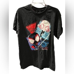 Marvel Spider-Man Across the Spider-Verse Pop! Tee Black Graphic T-Shirt Large